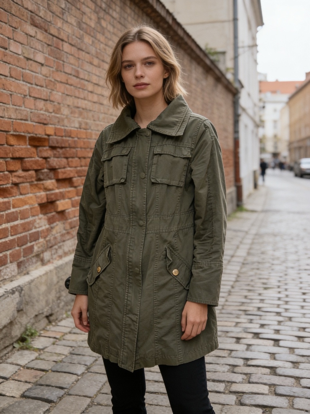 Steve Madden Olive Green Utility Jacket Quilted Lined Military Coat S/P